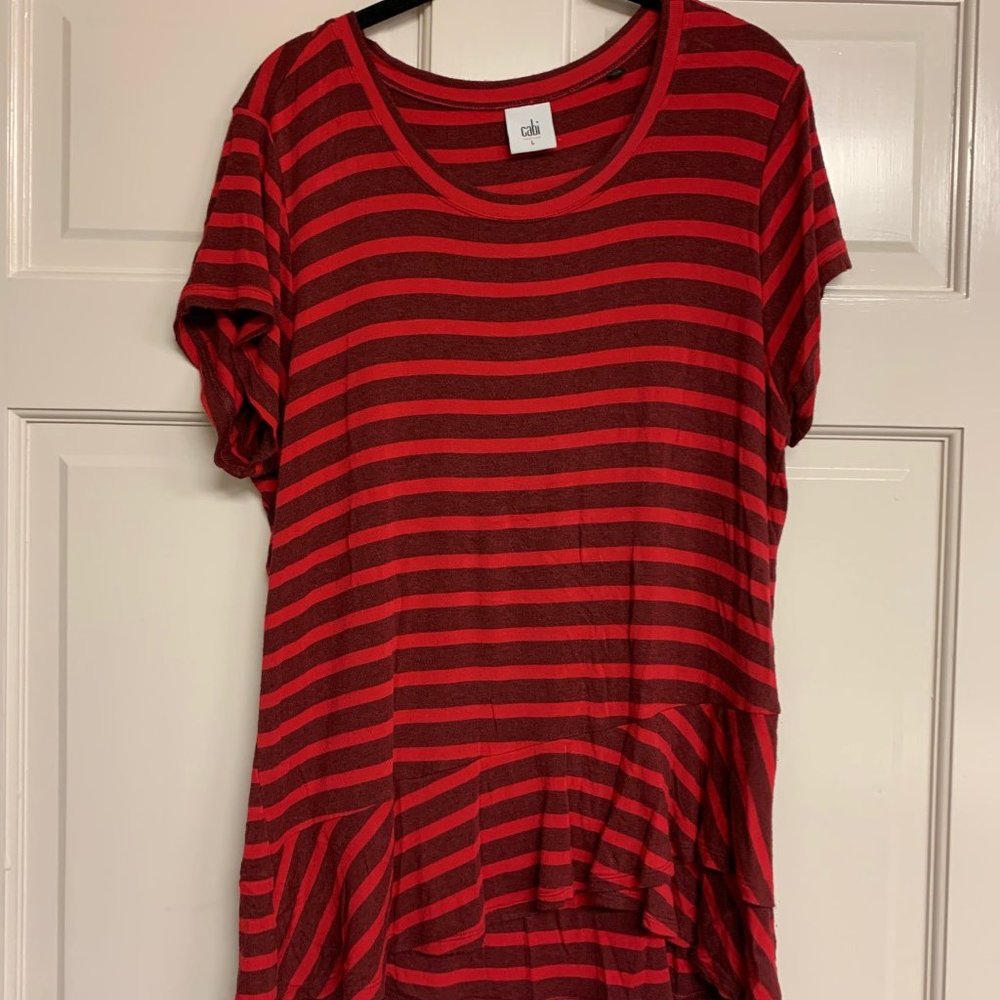 CAbi Red Ruffle T-Shirt